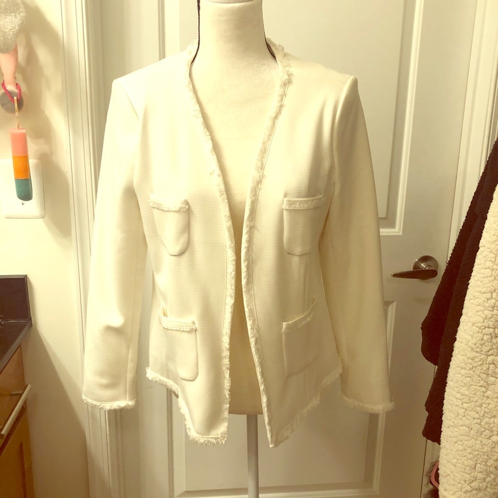 NWT Cute Classy White Cotton Stretchy Blazer